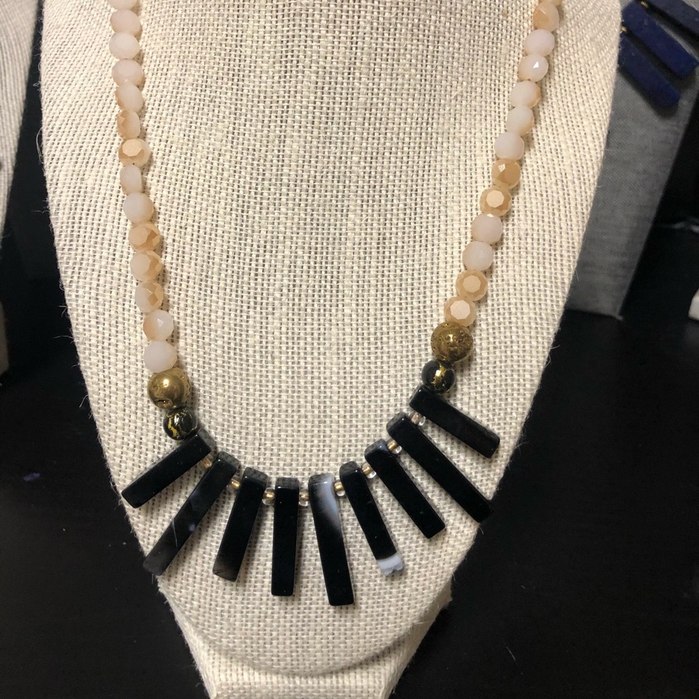 Obsidian stone necklace